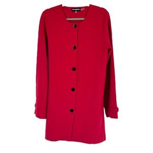 Karl Lagerfeld Red Bow Sleeve Button Down Sweater Jacket